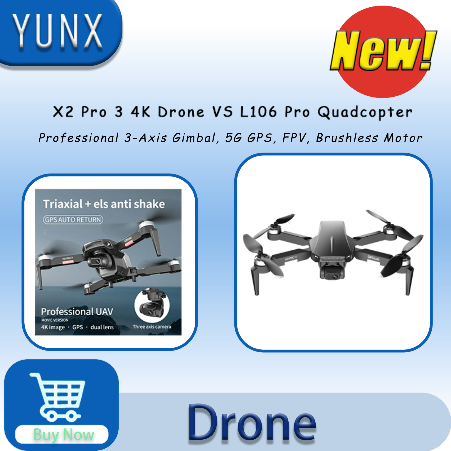 YUNX X2 Pro 3 RC Drone VS L106 - Drone Vs Rc Helicopter incelemesi ve fiyatı