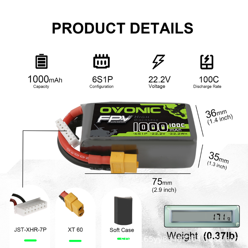 2Pcs OVONIC 1000mAh 100C 22.2V - Drone Zll Rc incelemesi ve fiyatı