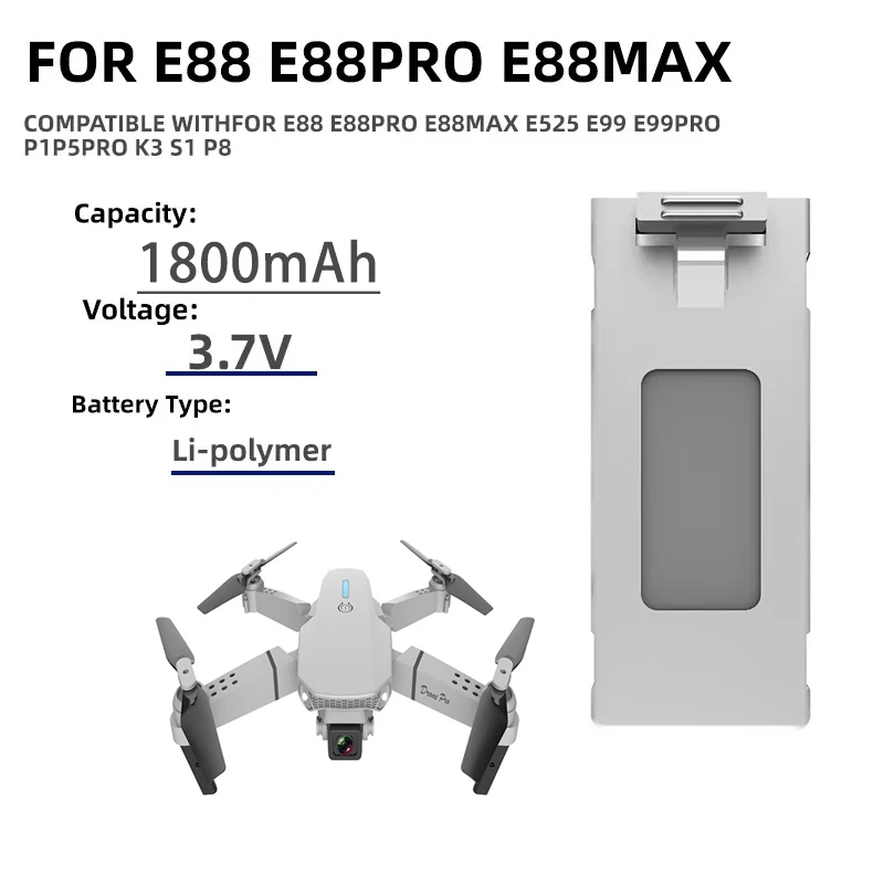 E88 Drone Battery 3.7V 1800mah - Drone Rc E99 K3 incelemesi ve fiyatı