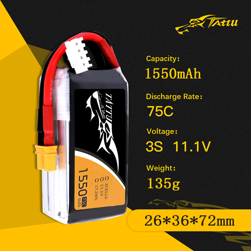 TATTU 3S 11.1V 1550mAh 75C LiP - Drone Zll Rc incelemesi ve fiyatı